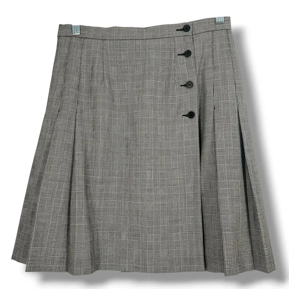 PENDLETON 100% Virgin Wool Plaid Houndstooth Pleated Skirt 10 Petite  SchoolGirl